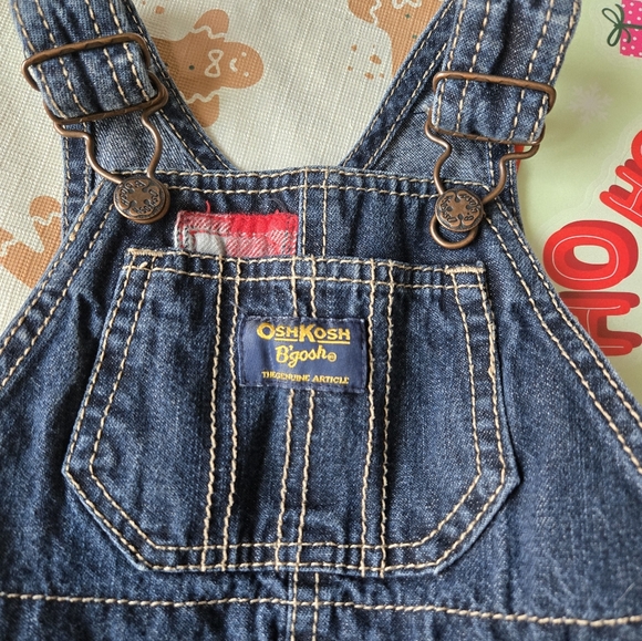 NWOT 9M OSH KOSH B'GOSH VESTBAK OVERALLS w Xmas Plaid/Deer - Picture 2 of 5